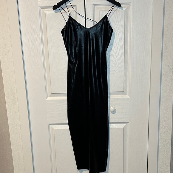 Faux Leather Midi Dress (Black PU) - Picture 2 of 5